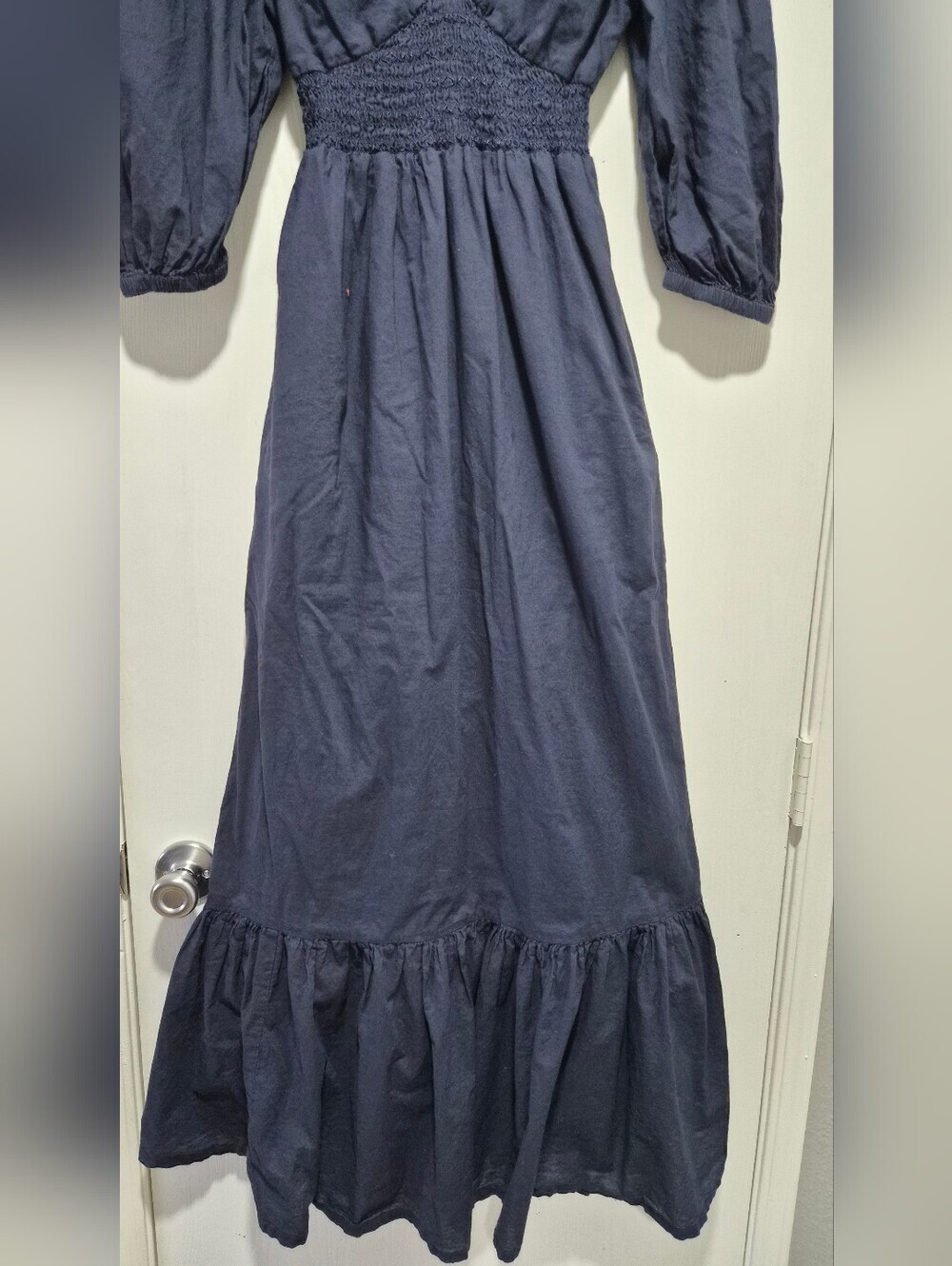 Patrons Of Peace Navy Blue Smocked Waist Maxi Dress Size XS - Picture 6 of 11